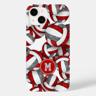 Girly Red Grey Mannschaft färbt Volleyballs gemust Case-Mate iPhone 14 Hülle