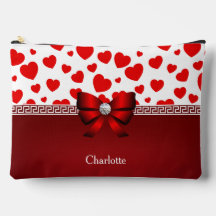 Girly Red Heart Ribbon & Diamond Custom Accessory