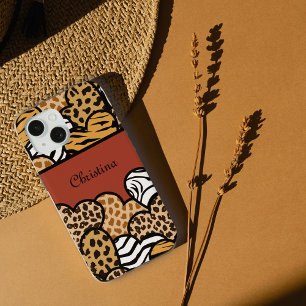 Girly Red Playful Animal Print Herds Name Case-Mate iPhone Hülle