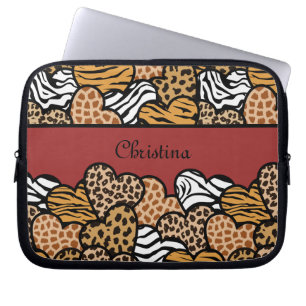 Girly Red Playful Animal Print Herds Name Laptopschutzhülle