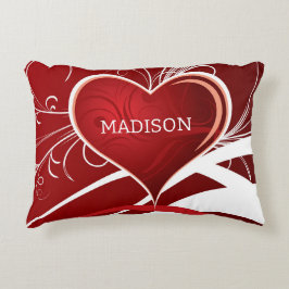 Girly Red & White Abstrakt Heath and Floral Wirbel Dekokissen