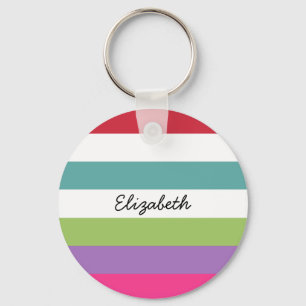 Girly Regenbogen-breite horizontale Streifen mit Schlüsselanhänger