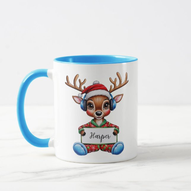 Girly Reindeer Christmas Tasse (Links)