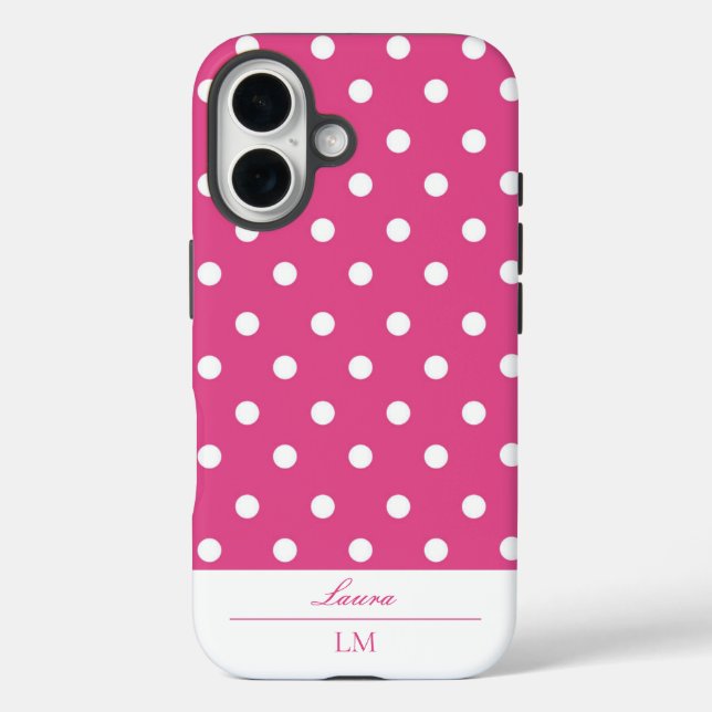 Girly Retro Pink Polka Dot Case-Mate iPhone Hülle (Rückseite)