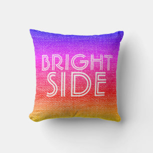 Girly Retro Rainbow Bright Side Happy Kissen