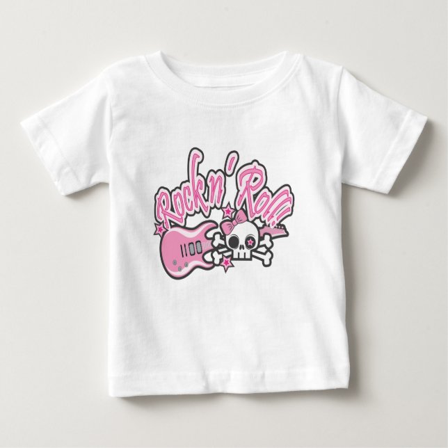 Girly Rock n' Roll Skull Baby T-shirt (Vorderseite)