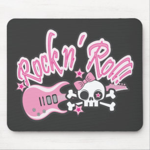 Girly Rock n' Roll Skull Mousepad