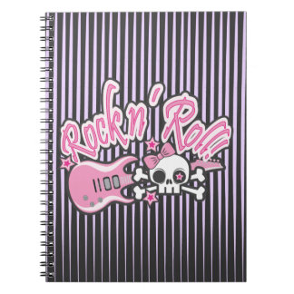 Girly Rock n' Roll Skull Notizblock