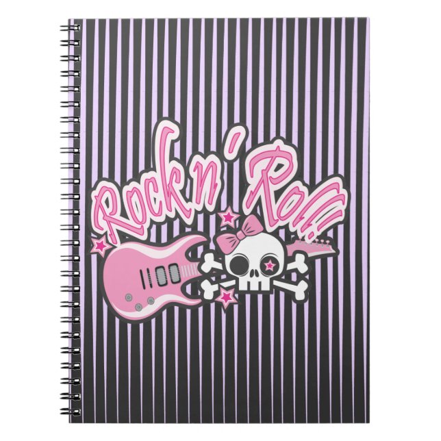 Girly Rock n' Roll Skull Notizblock (Vorderseite)