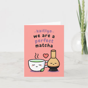 Girly Romantic Matcha Tea Zeichnend Valentinstag Karte