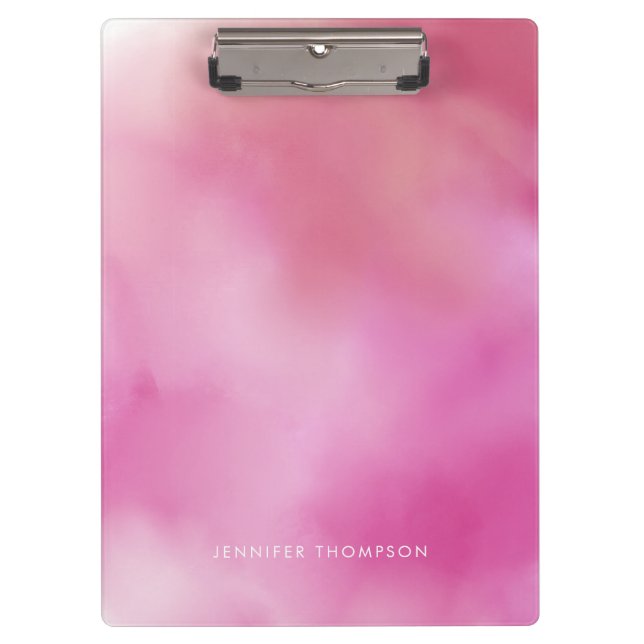 Girly rosa Aquarell Ombre Klemmbrett (Vorderseite)