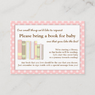 Girly rosa Babyparty-Buch-Einsatz-Antrag-Karte Begleitkarte
