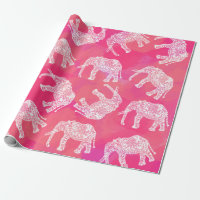girly rosa buntes Stammes- Blumenelefantmuster