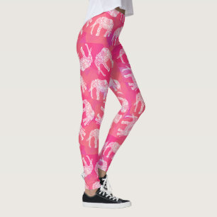 girly rosa buntes Stammes- Blumenelefantmuster Leggings