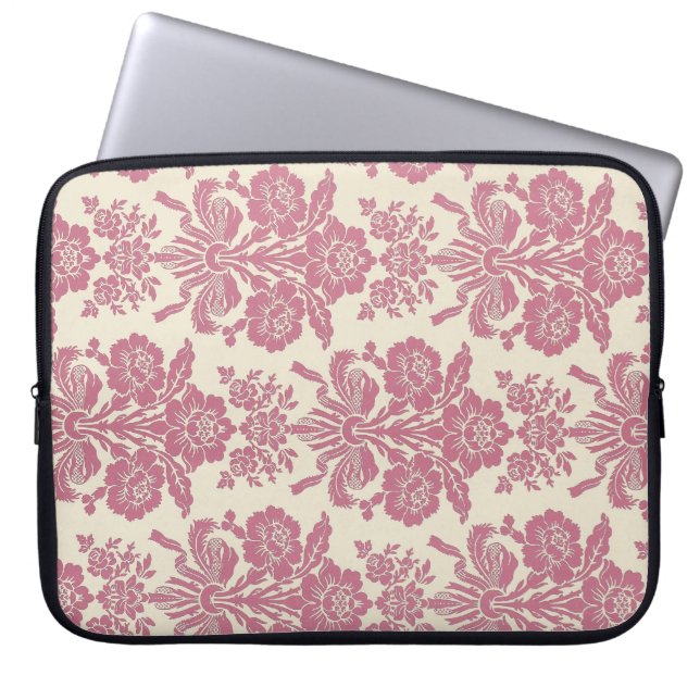 Girly rosa Damast Laptopschutzhülle (Vorderseite)