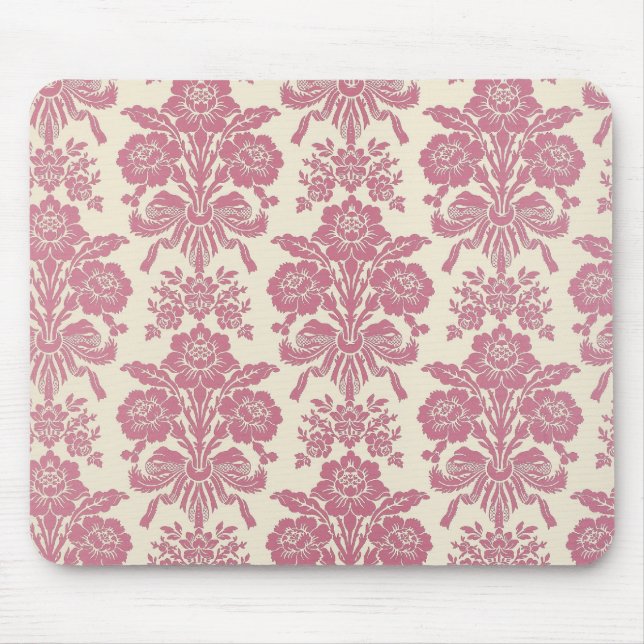 Girly rosa Damast Mousepad (Vorne)