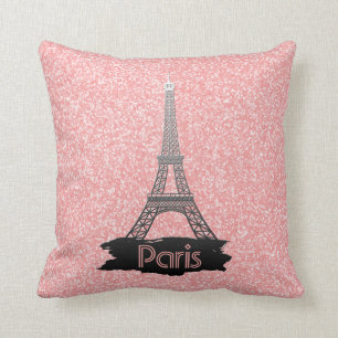 Girly rosa Eiffel-Turm-Glitzer-Franzosen Paris Kissen
