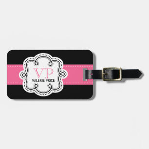 Girly Rosa genähte Band-personalisierte Tasche Gepäckanhänger