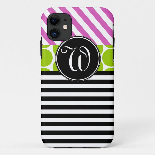 GIRLY ROSA GRÜNES SCHWARZES STRIPES iPHONE 5 Case-Mate iPhone Hülle (Rückseite)