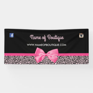 Girly rosa Leopard-Druck-niedliche Bogen-Butike 6 Banner