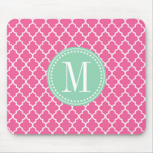 Girly rosa marokkanisches Fliesen-Gitter Mousepad