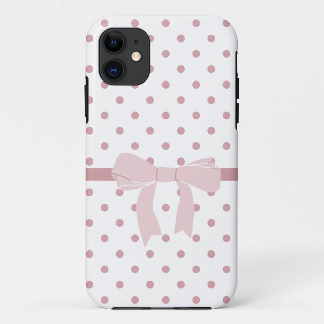 Girly rosa Punkte Case-Mate iPhone Hülle (Rückseite)