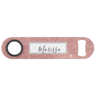 Girly rosa Rosen-Goldchic-Imitat-Glitzer-Muster Speed Flaschenöffner