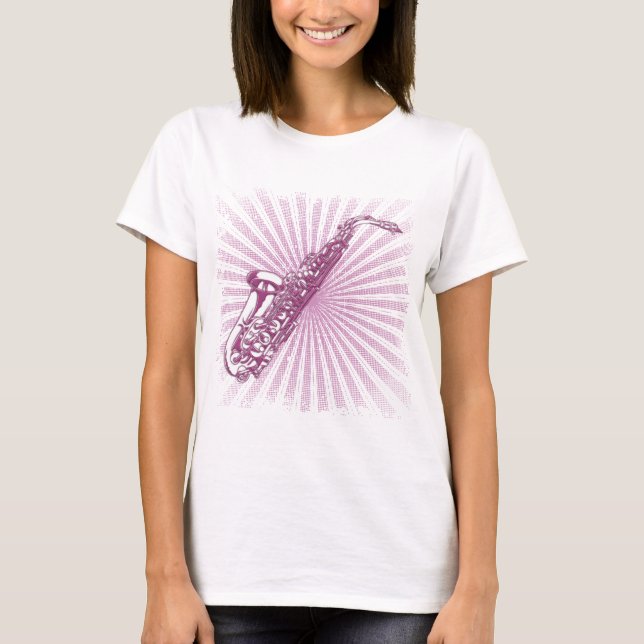 Girly rosa Schmutz-Saxophon T-Shirt (Vorderseite)