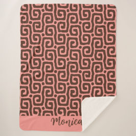 Girly rosa und braun Abstract Monogramm Namensmust Sherpadecke