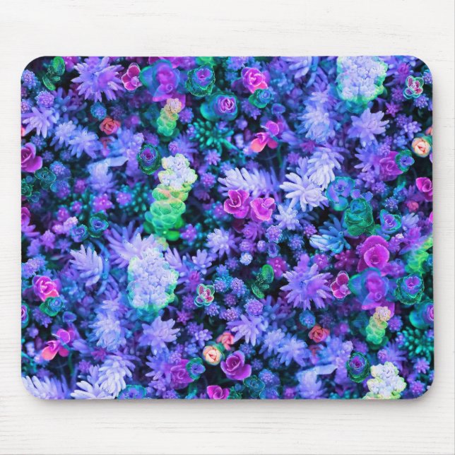 Girly rosa und lila BlumenSucculents Mousepad (Vorne)