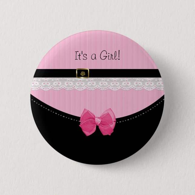 Girly rosa und schwarze button (Vorderseite)