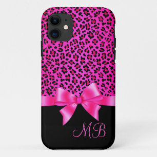 Girly rosa und schwarzer Leopard-Druck-elegantes Case-Mate iPhone Hülle