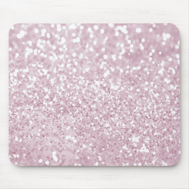 Girly rosa weißer abstrakter Glitzer-Foto-Druck Mousepad (Vorne)
