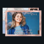 Girly Rose Gold Border Foto Collage Sweet 16 Einladung<br><div class="desc">Diese moderne und süße Foto Collage 16 . Geburtstag Geburtstagseinladung ist perfekt für die trendige und stilvolle sogar. Es verfügt über eine mädchenhafte,  schicke und glamouröse,  anpassbare Fünf-Bild-Foto-Collage mit eleganter schwarz-Rose rosa kursiven Typografie,  umrissen und in Imitaten bedruckte Goldfolie der Rose umrahmt. Es ist einzigartig,  cool,  trendig und niedlich.</div>