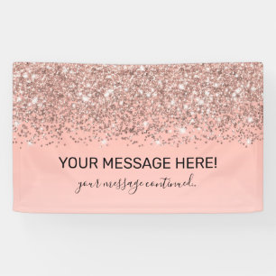 Girly Rose Gold Confetti Pink Gradient Ombre Banner