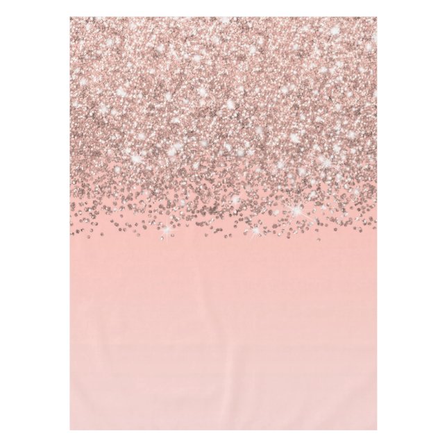 Girly Rose Gold Confetti Pink Gradient Ombre Tischdecke (Vorderseite)