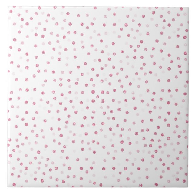Girly Rose Gold Dots Confetti Weißes Design Fliese (Vorderseite)