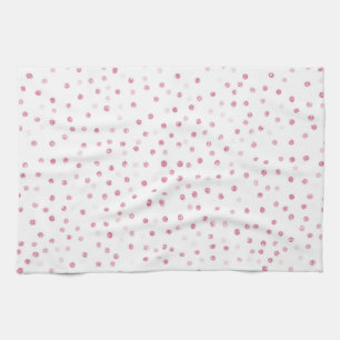 Girly Rose Gold Dots Confetti Weißes Design Geschirrtuch