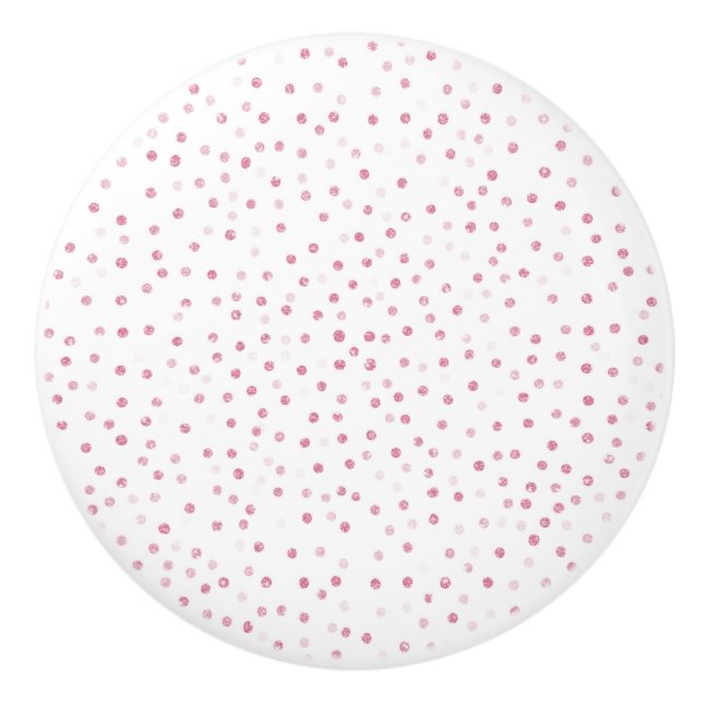 Girly Rose Gold Dots Confetti Weißes Design Keramikknauf (Vorderseite)