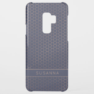 Girly Rose Gold Foil Navy Hexagon Geometric Uncommon Samsung Galaxy S9 Plus Hülle