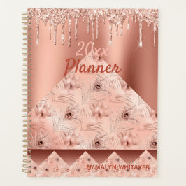 Girly Rose Gold Glitzer Geometric Name Planner Planer