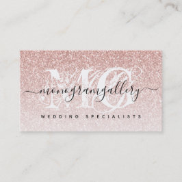 Girly Rose Gold Glitzer Luxe Glam Monogram Visitenkarte