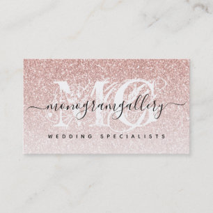 Girly Rose Gold Glitzer Luxe Glam Monogram Visitenkarte