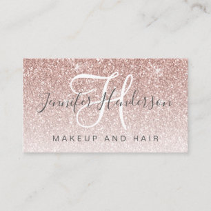 Girly Rose Gold Glitzer Makeup Artist Salon Visitenkarte