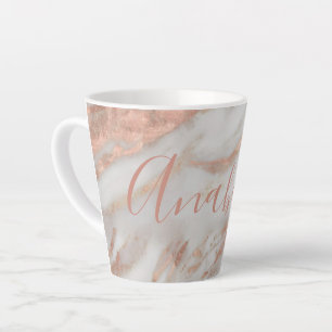 Girly Rose Gold Glitzer Marmorname personalisiert Milchtasse