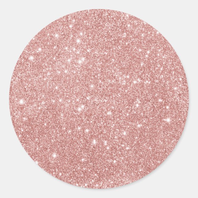 Girly Rose Gold Glitzer Runder Aufkleber (Vorderseite)
