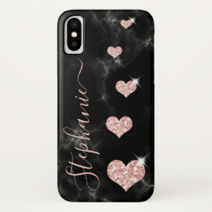 Girly Rose Gold Glitzer trägt den Namen Black Marb Case-Mate iPhone Hülle
