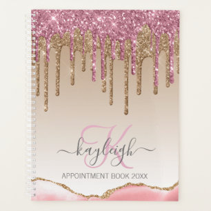 Girly Rose Gold Glitzer Tropfen Ombre Monogram 202 Planer
