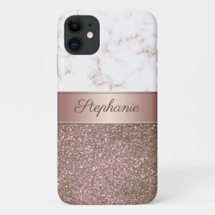 Girly Rose Gold Glitzer und Marmorname Case-Mate iPhone Hülle