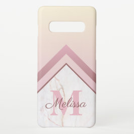 Girly Rose Gold Monogram Geometric Marble iPhone 16 Hülle